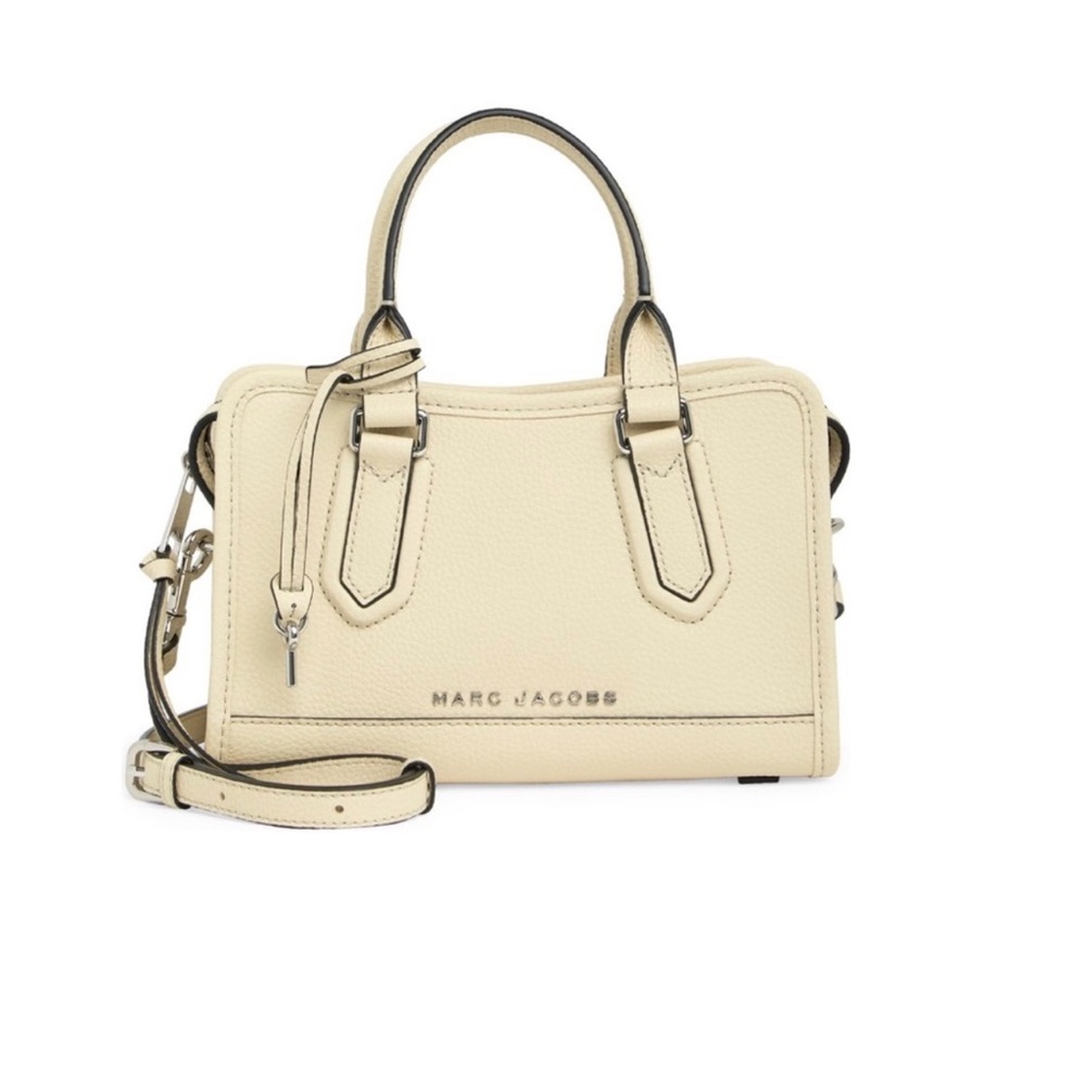 Marc Jacobs Cream Drifter Satchel with Textured Leather and Silver Accent